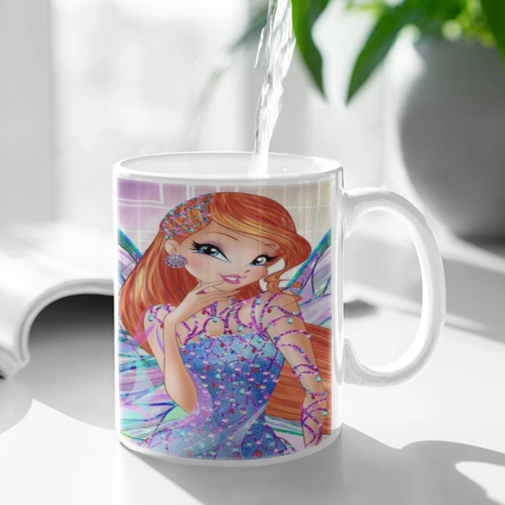 Girl-W-Winx Catoon Clubs Ceramic Mug Cute Coffee Tea Milk Stave Mugs And Cups with Handle Novelty Gifts