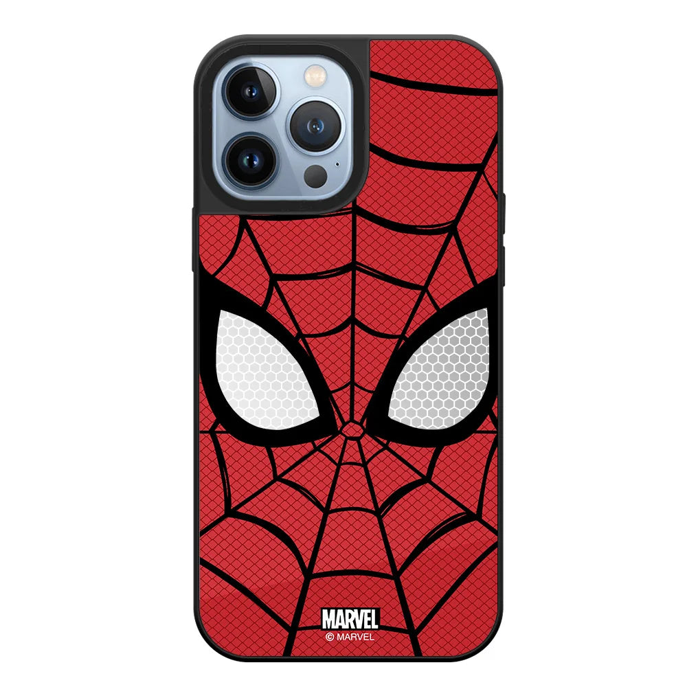 Bandai Cartoon SpiderMan Mask Phone Cases for IPhone 16 15 14 13 12 11 Pro Max 16Pro Mirror Film Spider-mans Back Cover