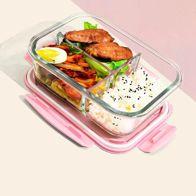 New style Lunch Box Glass 1050ml Microwave Bento Box Food Storage Box school food containers compartment