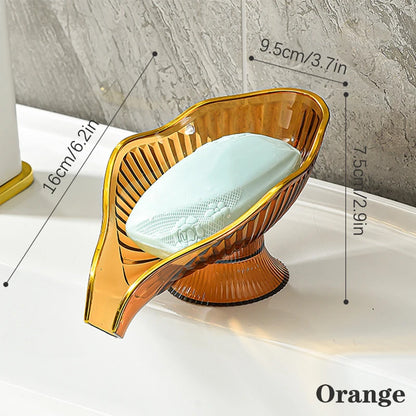 Drain Plate Tray Creative Soap Holder Soap Box Bathroom Gadgets Non-slip Laundry Soap Dish Storage Soap Case Leaf Shape