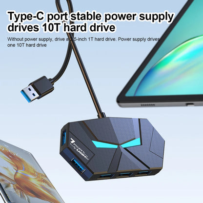 7 Ports USB 3.0 HUB Type C Docking Station 5Gbps High Speed Transmission Splitter Adapter For Laptop Hard Drive Mouse Keyboard