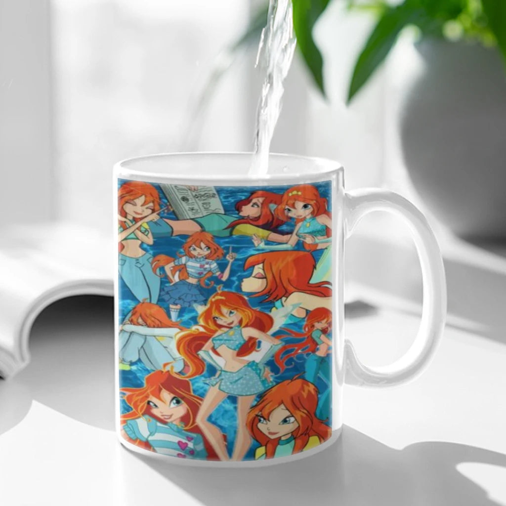 Girl-W-Winx Catoon Clubs Ceramic Mug Cute Coffee Tea Milk Stave Mugs And Cups with Handle Novelty Gifts