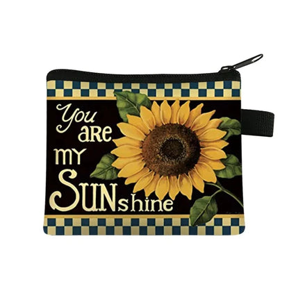 Small Wallet Daisy Pattern Cosmetic Bag Women Waterproof MakeUp Bag Fashion Yellow Sunflowers Toiletry Bag Travel Cosmetic Case