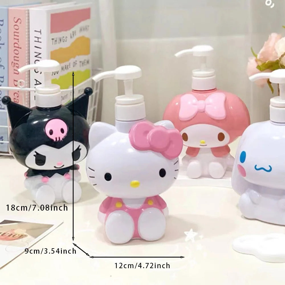 450/780ML Sanrio Cinnamoroll Kuromi Mymelody Cartoon Shampoo Conditioner Bottle Dispenser Refillable Containers for Liquid Soap