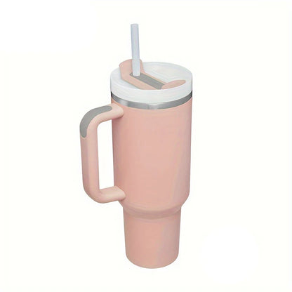 40oz Stainless Steel Vacuum Insulated Cup smooth flat glass with handle and Straw Thermal Travel Mug Coffee Cup Dropshipping