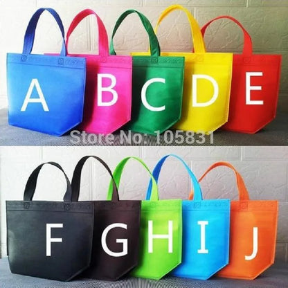 100x Custom LOGO Eco Reusable Foldable Non-woven Fabric Gift Bag Non Woven Shopping Tote Bag with Handle for Supermarket Grocery