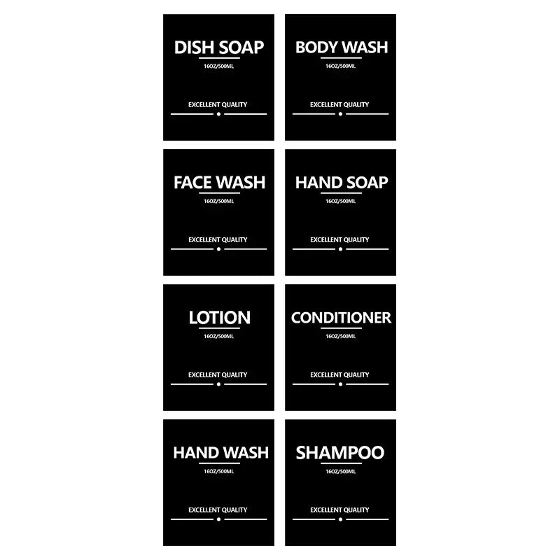 7/8 PCS Shampoo Conditioner Body Wash Bathroom Bottle Stickers Waterproof Soap Dispenser Labels Large Size Lotion Label Sticker