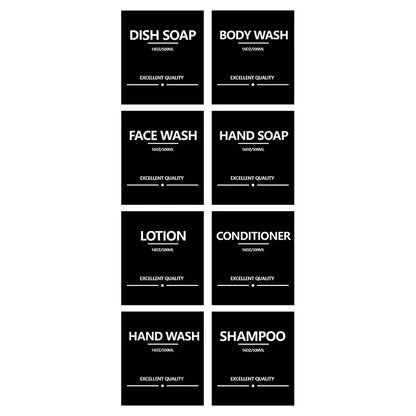 7/8 PCS Shampoo Conditioner Body Wash Bathroom Bottle Stickers Waterproof Soap Dispenser Labels Large Size Lotion Label Sticker