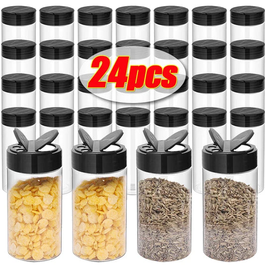 24-1PCS Transparent Seasoning Jars Reusable Large Empty Spice Condiment Storage Bottles Season Powder Containers Box For Kitchen