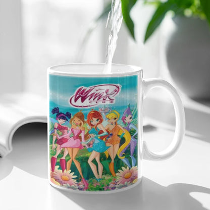 Girl-W-Winx Catoon Clubs Ceramic Mug Cute Coffee Tea Milk Stave Mugs And Cups with Handle Novelty Gifts