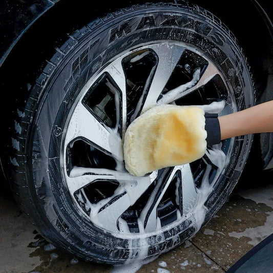 Plush Washing Gloves Car Soft Polishing Thickened Imitation Wool Cleaning Mitt Microfiber Double-faced Glove Car Wash Supplies