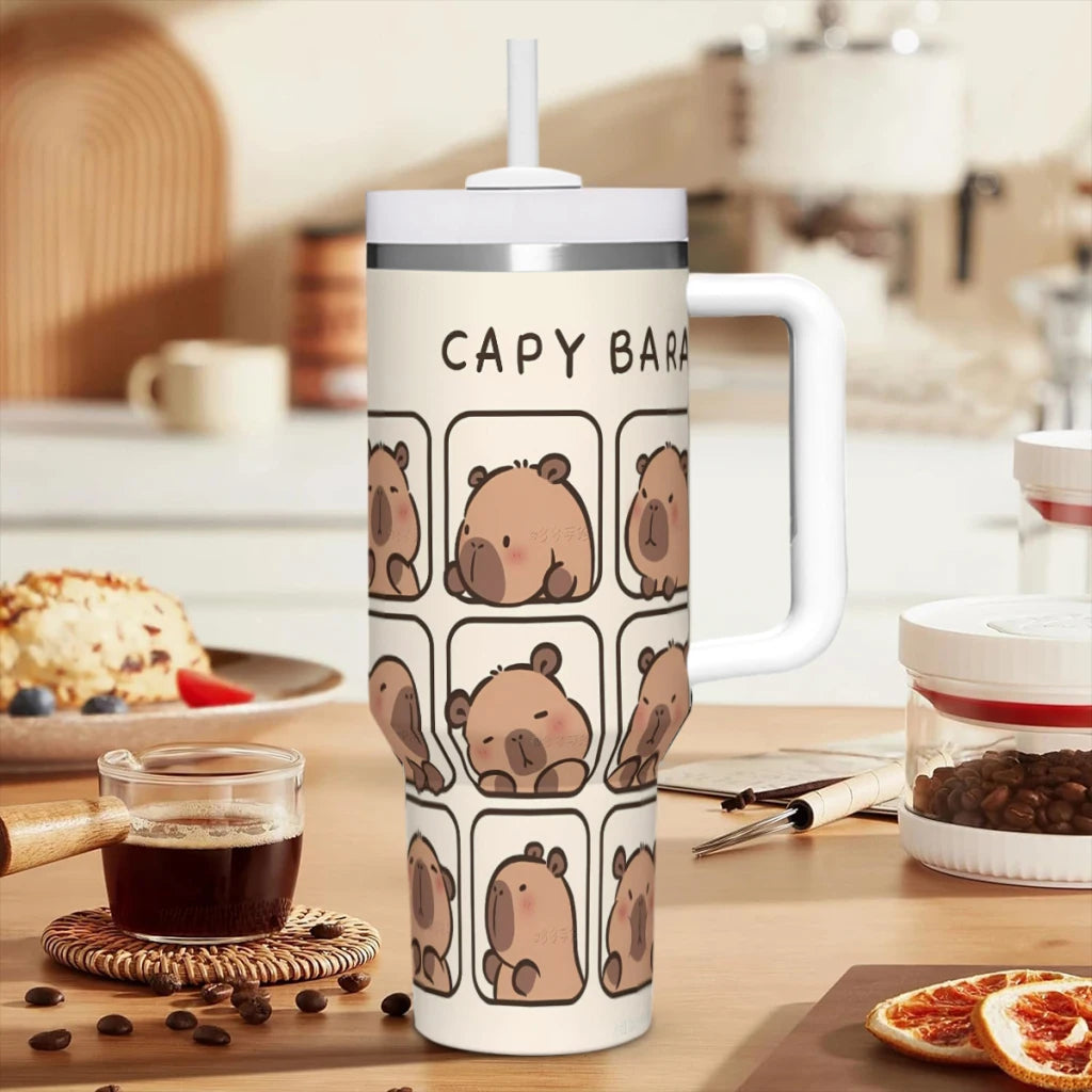 Car Travel Mugs Capybara Stainless Steel 304 Tumbler Water Bottle 40oz/1200ml