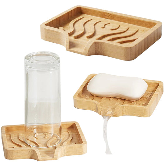 Natural Nanmu Drain Soap Holder Bathroom Soap Wooden Tray for Mold Prevention Bathroom Bathtub Soap dish Rack