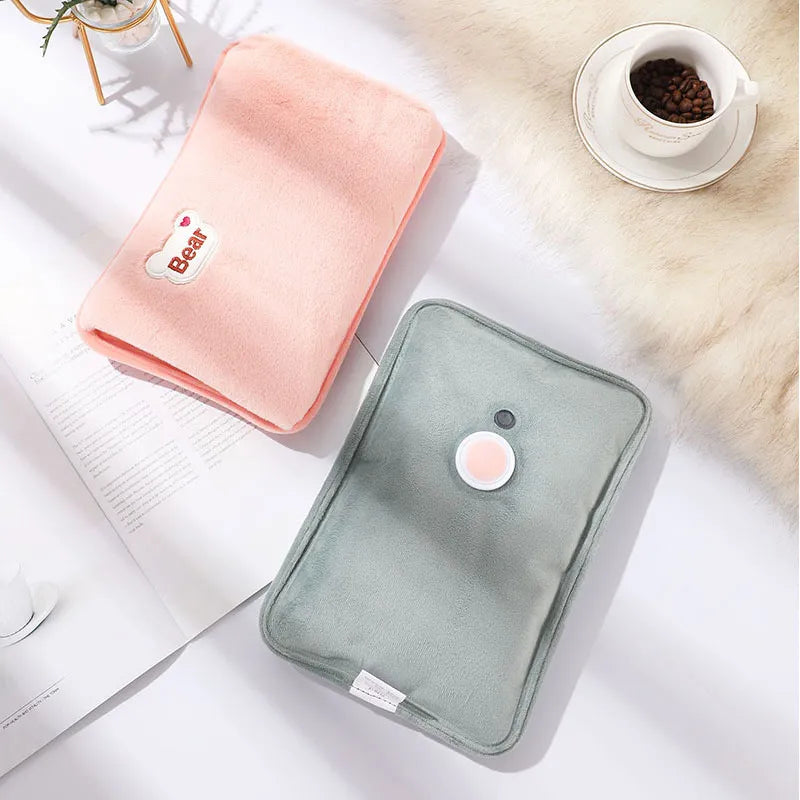 Rechargeable Hot Water Bottle Cute Electric Hand Warmer EU Plug Reusable Hot Compress Bag Heating Pad Hand Pocket Warmer