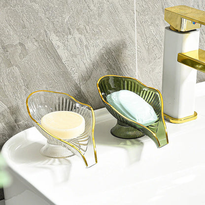 Drain Plate Tray Creative Soap Holder Soap Box Bathroom Gadgets Non-slip Laundry Soap Dish Storage Soap Case Leaf Shape