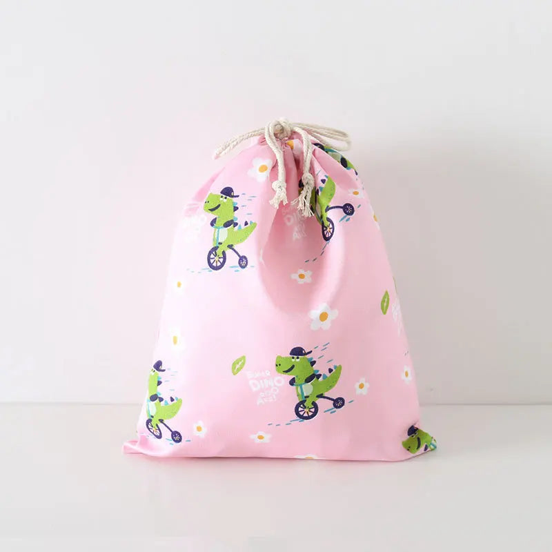 Casual Women Cotton Drawstring Shopping Bag Eco Reusable Folding Grocery Cloth Underwear Pouch Case Travel Xmas Gift Bag