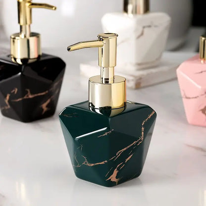 Marbling Emulsion Bottle High-grade Ceramic Soap Container Household Make-up Remover Shampoo Storage Bottle Bathroom Accessories