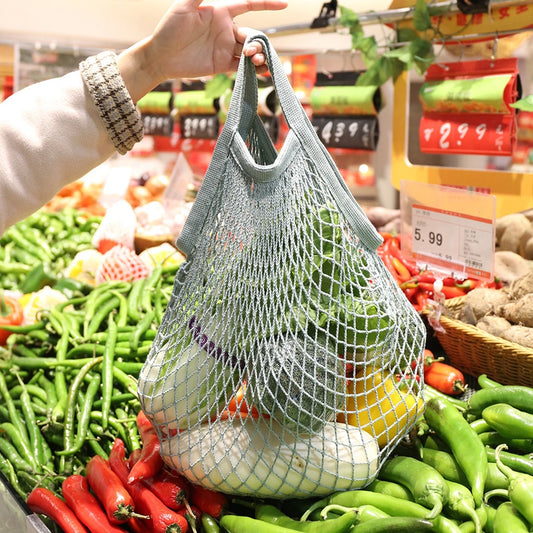 Reusable Grocery Bags Eco-friendly Organic Cotton Mesh Tote Bags Portable Net String Bag for Shopping Storage Fruit Vegetable