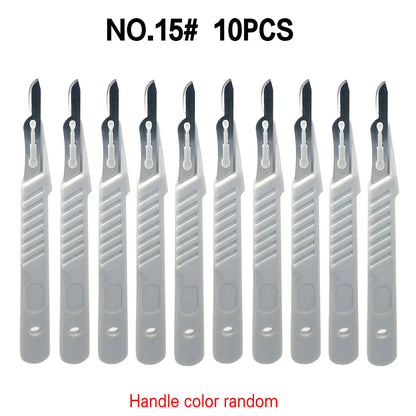 Aseptic Disposable 10# Round Head 10 Scalpels, 11 Point Scalpels For Surgical Skin, Laboratory Anatomy, Carving And Craft Hobby