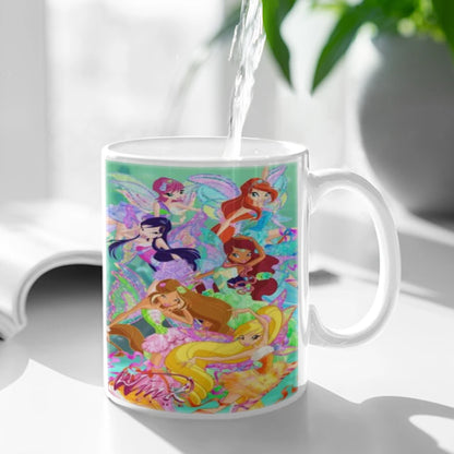 Girl-W-Winx Catoon Clubs Ceramic Mug Cute Coffee Tea Milk Stave Mugs And Cups with Handle Novelty Gifts