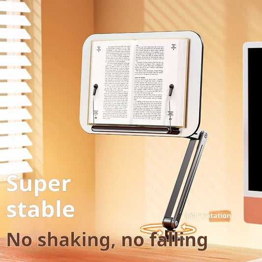 Book Stand for Reading, Adjustable Holder with Pad/books, Foldable Desktop Riser for Cookbook,Sheet Music,Laptop Book Holder