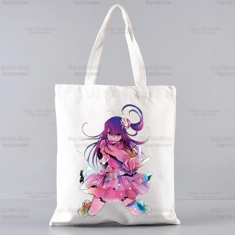 Oshi No Ko Anime Ai Hoshino Ai Ruby Akane Shopping Bag Grocery Handbag Bolsas De Tela Tote Bolsa Shopping Jute Tote Bag Custom