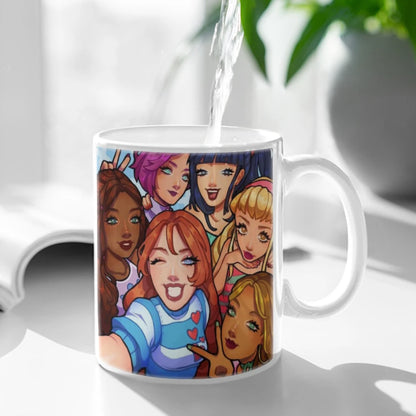 Girl-W-Winx Catoon Clubs Ceramic Mug Cute Coffee Tea Milk Stave Mugs And Cups with Handle Novelty Gifts