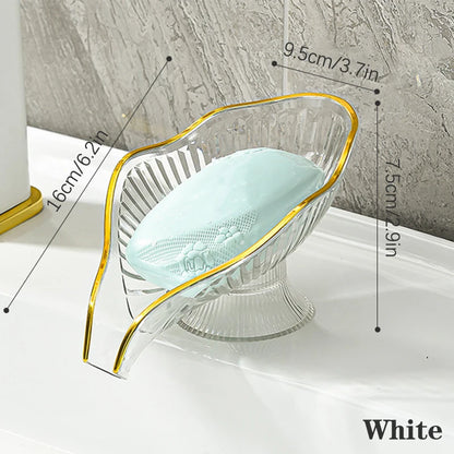 Drain Plate Tray Creative Soap Holder Soap Box Bathroom Gadgets Non-slip Laundry Soap Dish Storage Soap Case Leaf Shape