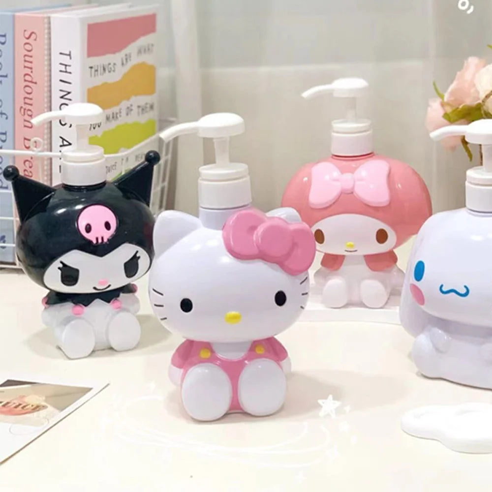 450/780ML Sanrio Cinnamoroll Kuromi Mymelody Cartoon Shampoo Conditioner Bottle Dispenser Refillable Containers for Liquid Soap