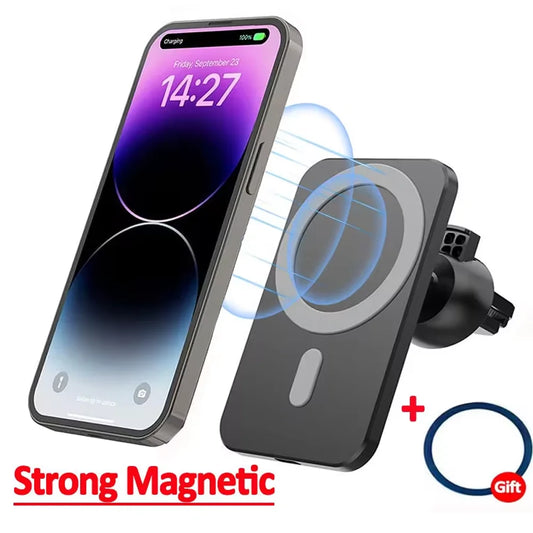 Magnetic Car Wireless Charger For iPhone 15 14 13 12 Pro Max Mini Macsafe Car Phone Holder Stand Mount Fast Charging Station