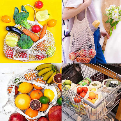 Reusable Grocery Bags Eco-friendly Organic Cotton Mesh Tote Bags Portable Net String Bag for Shopping Storage Fruit Vegetable