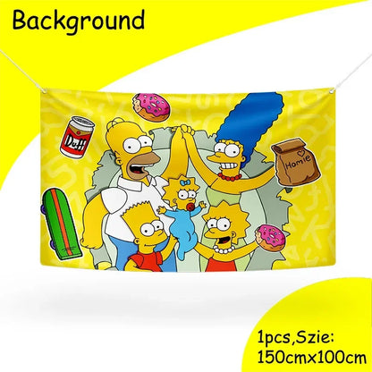 DisneyThe Simpsons Party Decorations Tableware Cup Plate Napkin Sticker Tablecloth Balloons Background Kids Baby Shower Supplies