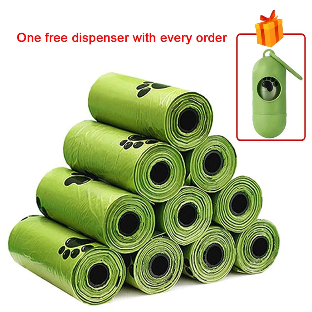 Biodegradable Dog Poop Bags Dog Large Cat Waste Bag Holder Doggie Outdoor Home Clean Bag Dispenser Pet Supplies 15 Bags / Roll