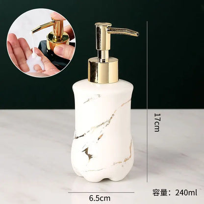 Marbling Emulsion Bottle High-grade Ceramic Soap Container Household Make-up Remover Shampoo Storage Bottle Bathroom Accessories