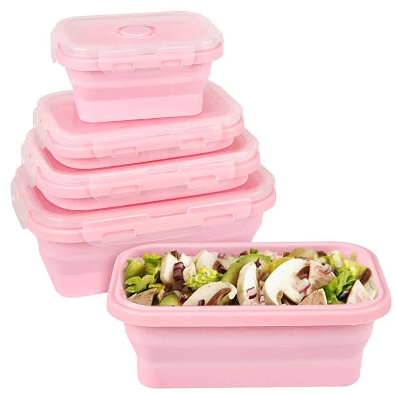 Silicone Food Storage Containers with Lids Collapsible Silicone Lunch Box Bento Boxes Meal Prep Container for Kitchen BPA Free