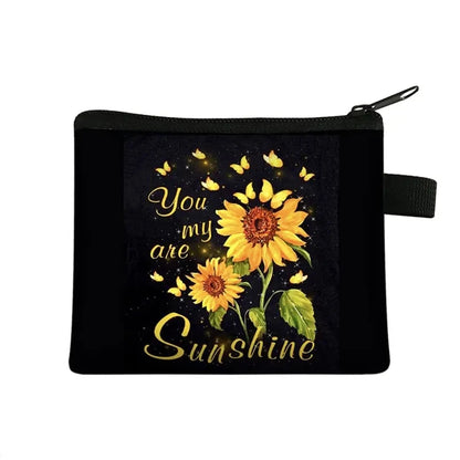 Small Wallet Daisy Pattern Cosmetic Bag Women Waterproof MakeUp Bag Fashion Yellow Sunflowers Toiletry Bag Travel Cosmetic Case