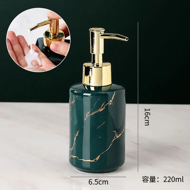 Marbling Emulsion Bottle High-grade Ceramic Soap Container Household Make-up Remover Shampoo Storage Bottle Bathroom Accessories