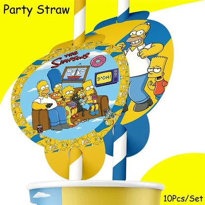 DisneyThe Simpsons Party Decorations Tableware Cup Plate Napkin Sticker Tablecloth Balloons Background Kids Baby Shower Supplies