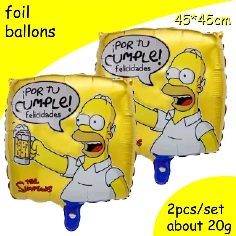 DisneyThe Simpsons Party Decorations Tableware Cup Plate Napkin Sticker Tablecloth Balloons Background Kids Baby Shower Supplies