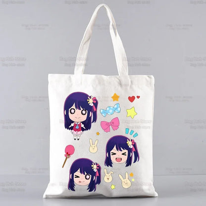 Oshi No Ko Anime Ai Hoshino Ai Ruby Akane Shopping Bag Grocery Handbag Bolsas De Tela Tote Bolsa Shopping Jute Tote Bag Custom