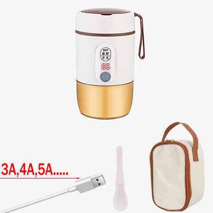 USB Type C Portable Electric Heating Lunch Box 12V 24V 5V 20W Office Student Picnic Coffee Food Warmer Heated Container Display